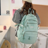 Weiyinxing Solid Color Waterproof Nylon Women Backpack Men Large Capacity Laptop Back Bag Unisex Travel Rucksack Schoolbag New