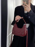 Weiyinxing Wine Red Bridal Handbags 2024 Spring Summer PU Leather Zipper Crossbody Bag for Women Fashion Lady Shoulder Bag