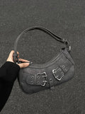 Weiyinxing Sweet Cool Denim Grey Shoulder Bag Women Y2k Grunge Hot Girls Casual Handbag Lady Vintage Versatile Underarm Bag Autumn