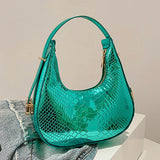 Weiyinxing Leather Women Luxury Designer Handbag Totes 2024 Fashion Vintage Crocodile Pattern Half Moon Crescent Hobo Shoulder Bags