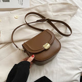 Weiyinxing Retro Shoulder Crossbody Bags For Women Metal Hasp Solid Color Mini Messenger Saddle Bag 2024 Latest Trends Female Handbag