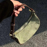 Weiyinxing Casual Green Underarm Bag Women New Vintage Hot Girls Leather Solid Shoulder Bag Female Retro Elegant Y2k Handbag Purse