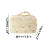 Weiyinxing Women's Aesthetic Makeup Bag Quilted Cotton Toiletry Organizer Ladies Printed Cosmetic Pouch Large Capacity Storage Bag