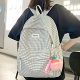 Weiyinxing Cute Laptop Plaid Fashion Teen Female Travel Book Bag Student Trendy Women Lattice College Backpack Girl Leisure School Bag