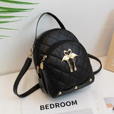 Weiyinxing Backpack for Women Cute Swan Hanging Embroidery Small Backpack Girls PU Leather Bookbag Ladies Casual Satchel Bags Handbag