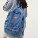 Weiyinxing Canvas Travel Denim Book Bag Ladies Kawaii Backpack Women Leisure School Bag Girl Vintage Laptop College Backpack Fashion