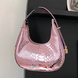 Weiyinxing Leather Women Luxury Designer Handbag Totes 2024 Fashion Vintage Crocodile Pattern Half Moon Crescent Hobo Shoulder Bags