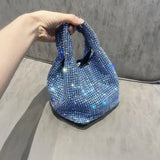 Weiyinxing Crystal Clutch Purse Bucket Shoulder Bag Rhinestone Handmade Purses and Handbags Luxury Designer Evening Clutch Bag Purse