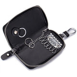 Weiyinxing Men Leather Zipper Key Case Fashion Multifunctional Car Key Organizer Card Bag Wallet Keychain Split Wallet Key Holder Organizer