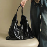 Weiyinxing Silver Brand Hobo Bag for Women Luxury Designer Leather Trigle Purse Trend Casual Shopper Handbag Solid Color