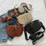 Weiyinxing Women's Chest Bag Luxury PU Leather Waist Bag Fashion Female Shoulder Crossbody Bags Outdoor Half Moon Belt Fanny Pack For Women