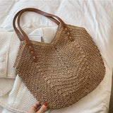 Weiyinxing Straw Bags for Women Straw Shoulder Bags Rattan Woven Top Handle Bag Hollow Raffia Crochet Beach Bag Casual Handbags 2024