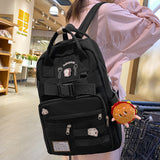 Weiyinxing Ladies Waterproof Laptop White Kawaii Badge College Book Bag Female Travel Student Girl Nylon School Backpack Women Cool