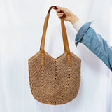 Weiyinxing Straw Bags for Women Straw Shoulder Bags Rattan Woven Top Handle Bag Hollow Raffia Crochet Beach Bag Casual Handbags 2024