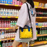 Weiyinxing New Creative 2D Cartoon Cross Body Bag for Women 3D Drawing Cartoon Handbags Nylon Cloth Comic Ladies Shopper Bags