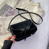 Weiyinxing Soft Suede Crossbody Bag for Women 2024 Winter Korean Fashion Flap Bag Female Small Simple Handbags and Purses