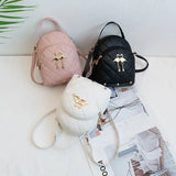 Weiyinxing Backpack for Women Cute Swan Hanging Embroidery Small Backpack Girls PU Leather Bookbag Ladies Casual Satchel Bags Handbag