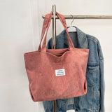 Weiyinxing Corduroy Totes Bag Women's Large Capacity Shoulder Bag Fashion Vintage Solid Color Handbags Large Capacity Shopper Bag