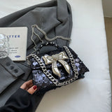 Weiyinxing Purse Handbag For Women 2024 Shiny Sequin Silver Evening Clutch Bag Designer Women's Day Gift Luxury Chain Shoulder Bags