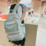 Weiyinxing Women's Backpack Solid Color Female Multi-pocket Big Woman Travel Bag High Quality Schoolbag for Teenage Girl Boy Book Knapsack