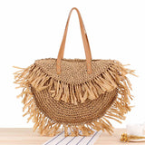 weiyinxing Round Tassel Women Straw Bag Designer Spike Paper Rattan Shoulder Bags Large Casual Handbags Summer Beach Woven Purses