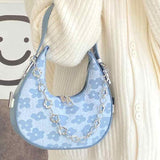 Weiyinxing Womens Floral 2023 Luxury Designer Handbag Pink Spring and Summer Casual Trend Purse Gentle Female Fashion Half Moon Bag