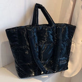 Weiyinxing Puffy Shoulder Bag Women Quilted Space Cotton Down Feather Padded Large Capacity Handbag Winter Shopping Tote Bolsas