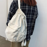 Weiyinxing Lady Canvas Drawstring Laptop Backpack Girl Travel Student Bag Fashion Cool Female College Backpack Women Cute School Bag