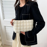 Weiyinxing Cotton Square Small Makeup Pouch Winter Quilted Padded Puffer Cosmetic Bag Nylon Puffy Mini Storage Bag Travel Toiletry Bag