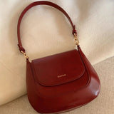 Weiyinxing Vintage Red Handbag Women Retro High Street New Leather Chic Saddle Bag Bolso Mujer Female Elegant Burgundy Bag Purse