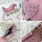 Weiyinxing Fashion 3D Dinosaur Design Rivets Pu Leather Girl's Chain Purse Shoulder Bag Tote Ladies Crossbody Mini Messenger Bag Flap