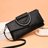 Weiyinxing Shoulder Messenger Bags Casual Crossbody Bag Black PU Leather 2024Trend Women Stone Print Chain Envelope Clutch Purses