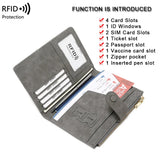 Weiyinxing Passport Wallet RFID Passport Holder Zipper Buckle Travel Wallet Document Holder Multifunctional Travel Passport Bag