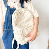 Weiyinxing Student School Backpack Floral White School Bags for Teenage Girls Cute Women's Backpack Brand Book Bag Nylon Rucksack