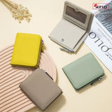 Weiyinxing Leather RFID Short Wallets Card Holder Bag Portable Cowhide Small Zipper Money Coin Purse for Men Women Earphone Pouch