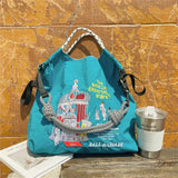 Weiyinxing Embroidery Women Shoulder Bag Designer Eco Bags for Women Rope Handle Handbags Drawstring Bag Reusable Shopper Tote