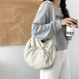 Weiyinxing Edition Nylon Casual Crossbody Bag Fashionable Lazy Style Shoulder Bag Personalized Drawstring High end Pleated Cloud Bag