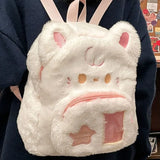 Weiyinxing Cute Puppy Womens Backpack Plush Fluffy Kawaii Small Cartoon College Style Backpack Students Lolita Jk Daily Female Bag