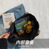 Weiyinxing Big Handbag 2023 Autumn Simple Large Capacity Lady's Casual One Shoulder Bag Solid Color Canvas Handbag Fashionable Retro