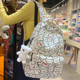 Weiyinxing Lady High Capacity Leisure Cartoon Printing College Backpack Trendy Women Fashion Nylon Laptop Book Girl Travel School Bags