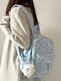 Weiyinxing Japanese Sweet Floral Print Backpack Casual Y2k Aesthetic Preppy Schoolbags Women Kawaii All Match Backpacks for Students