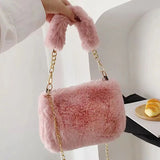 Weiyinxing Fashion Women Plush Tote Handbag Casual Fuzzy Crossbody Bag Versatile Fluffy Shoulder Bag Soft Cute Fall Winter Female Purse