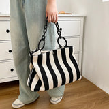 Weiyinxing Stripes women handbag Large Capacity Thick chain Shoulder bags for female Shopping bag Canvas big Totes bolsas