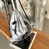 Weiyinxing Silk Drawstring Backpack Strap Design 2024 Winter Korean Fashion Backpacks Lady Big Back Pack