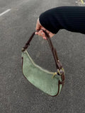 Weiyinxing Casual Green Underarm Bag Women New Vintage Hot Girls Leather Solid Shoulder Bag Female Retro Elegant Y2k Handbag Purse