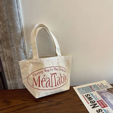 Weiyinxing Korean Style Women Red Letter Top-handle Bag Canvas Small Shopping Bag Girl Small Tote Bag Handbag for Women