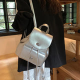 Weiyinxing Brand 2024 Retro Silver Back Pack Small PU Leather Backpack Women School Bags For Teenagers Girls Luxury Backpacks