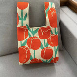 Weiyinxing Handmade Knit Handbag Women Wrist Bag Japanese Casual Color Tote Bag Student Reusable Shopping Bags Purses and Handbags