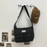 Weiyinxing Ulzzang Messenger Bag Women New 2024 Nylon Bags Multipockets Crossbody Bags For Women School Book Shoulder Bag Girls Sac