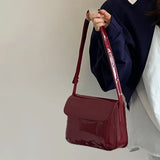 Weiyinxing Red Glossy Shoulder Bag for Women PU Leather Hasp Design Female Commuter Crossbody Bag Lady Handbags and Purse